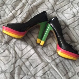 Colorful open toe heels